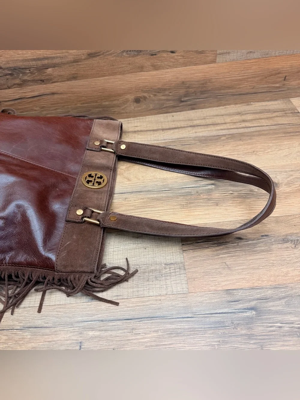 Tory Burch Brown Leather Fringe Shoulder Bag